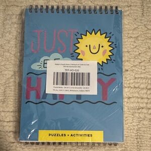 Just Happy Blue Spiral-Bound Puzzle & Activities Book